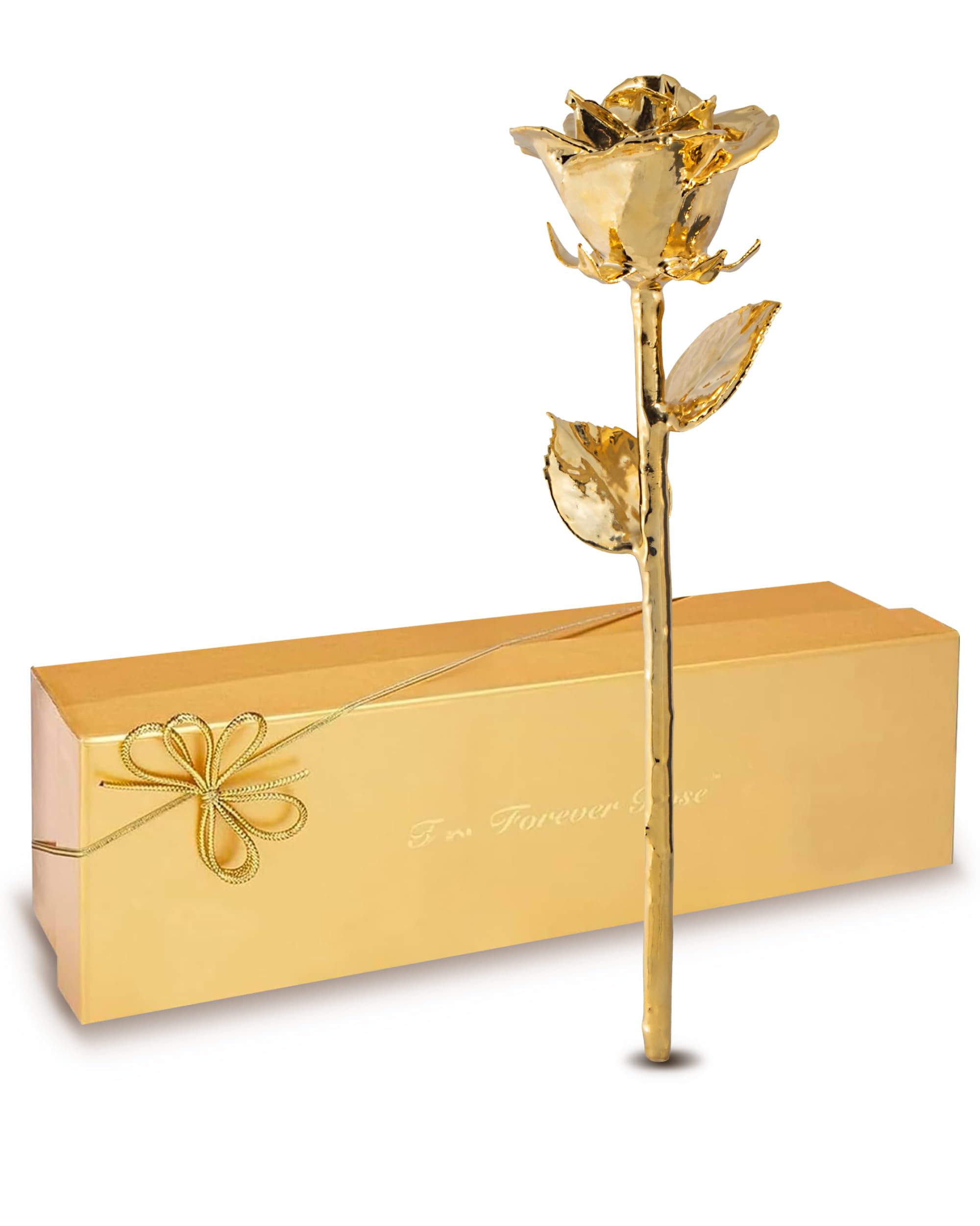 Forever Rose Real 24K Gold Rose, Genuine, One of A Kind Hand Dipped in 24K Gold, Everlasting & Beautiful, Romantic Gifts for Women and Men