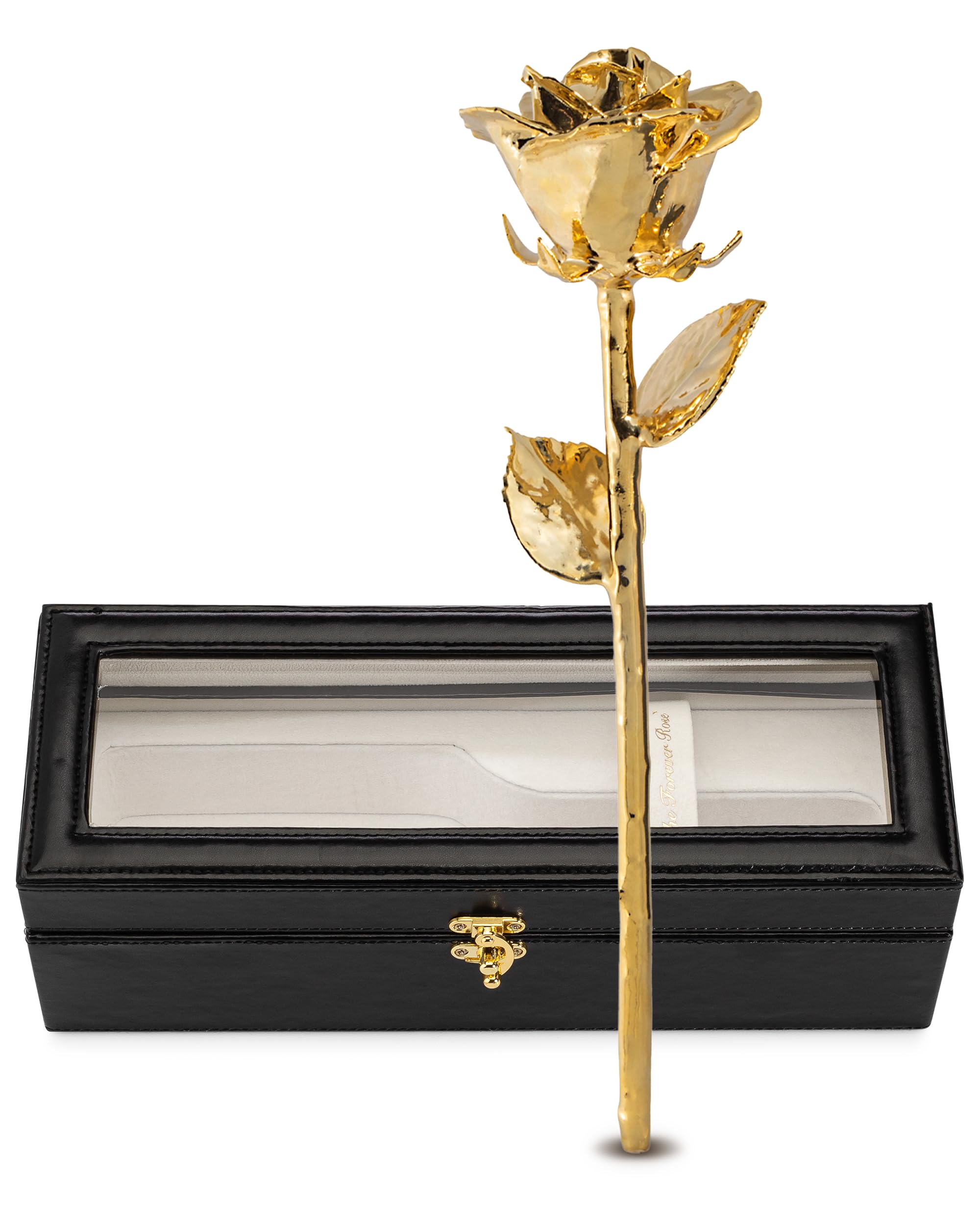Forever Rose Real 24K Gold Rose, Genuine, One of A Kind Hand Dipped in 24K Gold, Everlasting & Beautiful, Romantic Gifts for Women and Men
