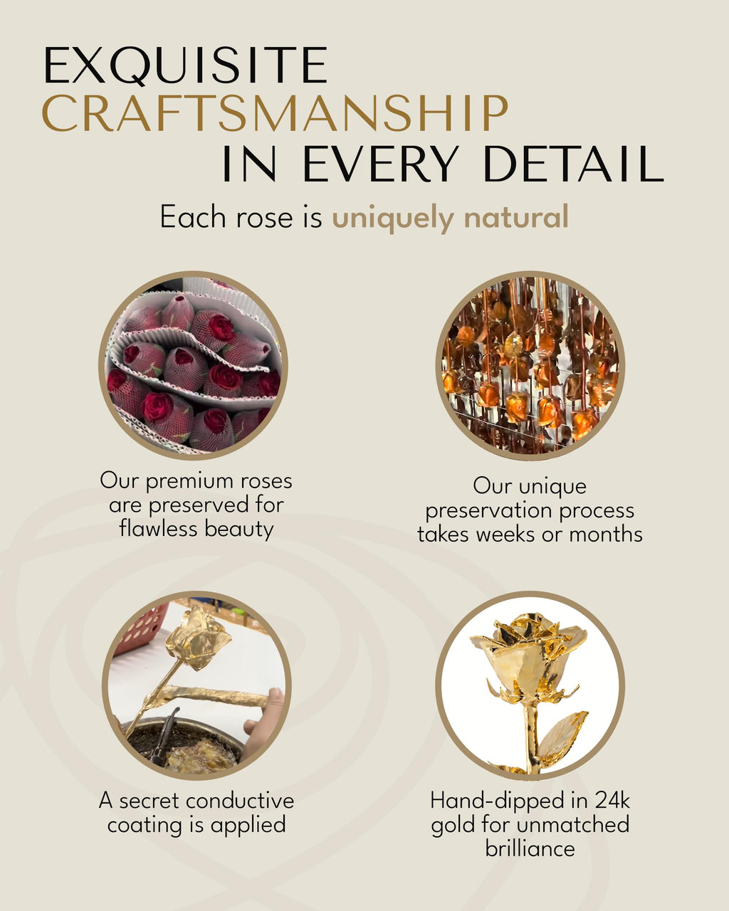 Forever Rose Real 24K Gold Rose, Genuine, One of A Kind Hand Dipped in 24K Gold, Everlasting & Beautiful, Romantic Gifts for Women and Men