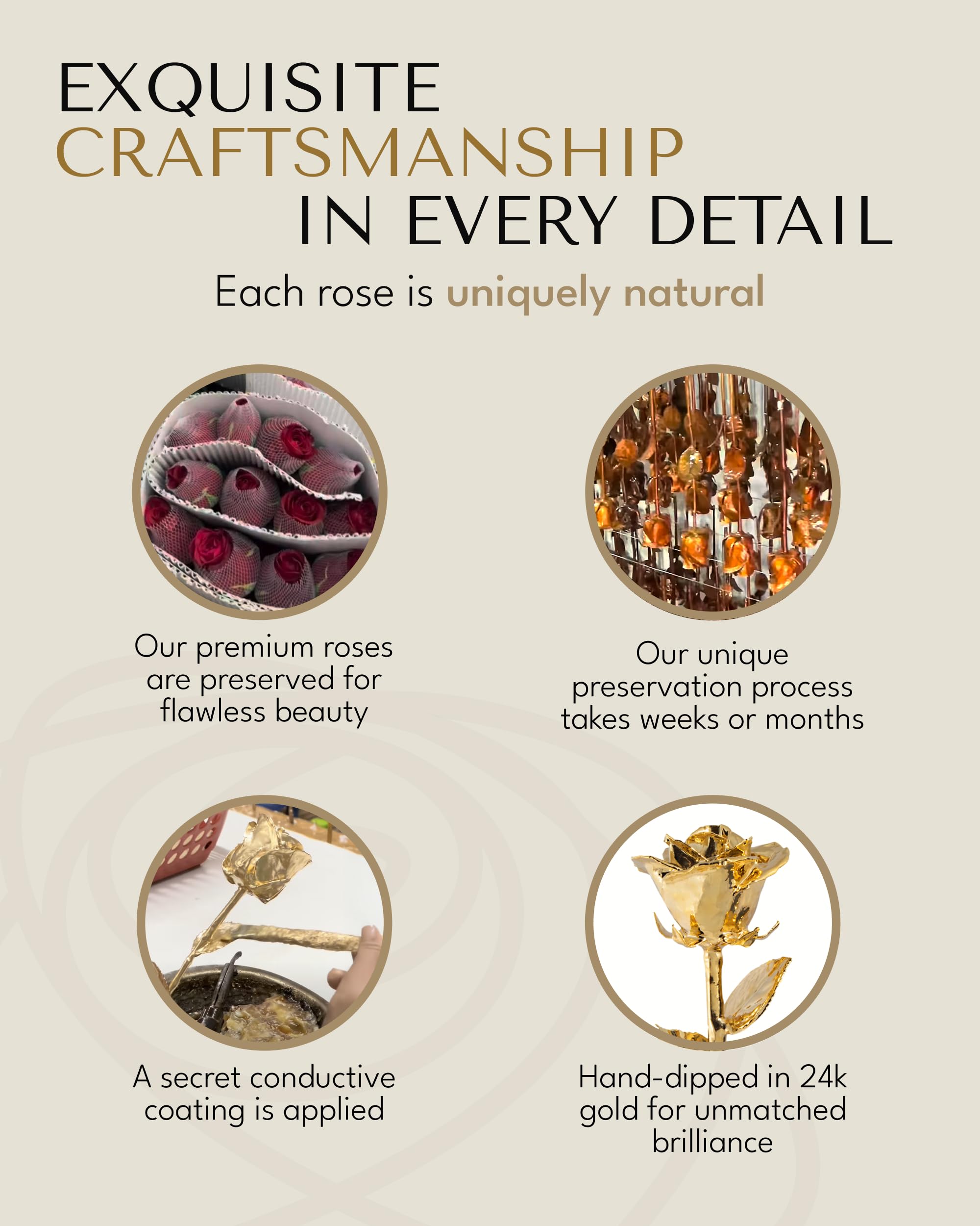 Forever Rose Real 24K Gold Rose, Genuine, One of A Kind Hand Dipped in 24K Gold, Everlasting & Beautiful, Romantic Gifts for Women and Men