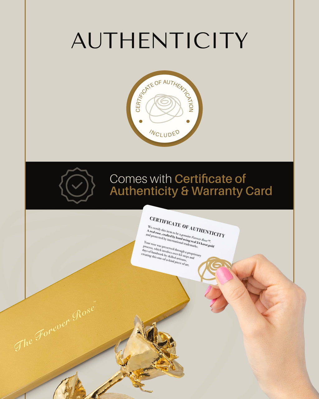 Forever Rose Real 24K Gold Rose, Genuine, One of A Kind Hand Dipped in 24K Gold, Everlasting & Beautiful, Romantic Gifts for Women and Men