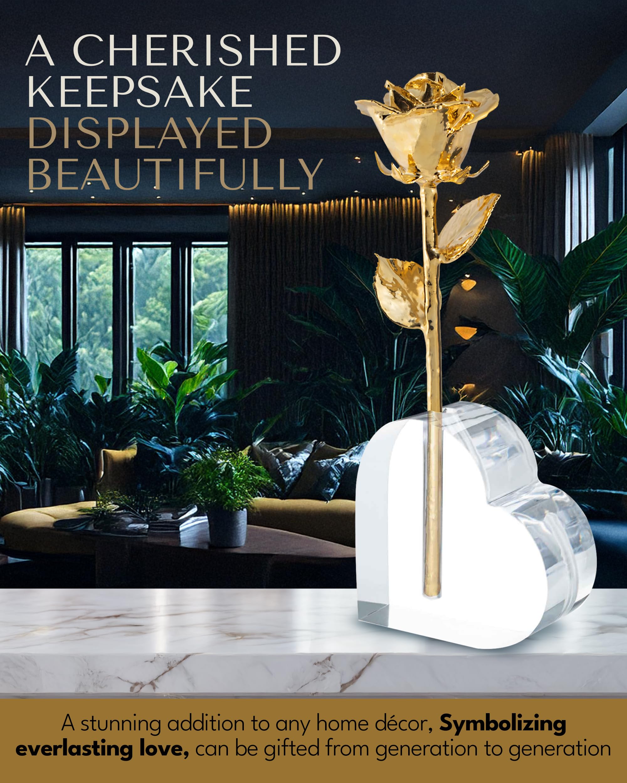 Forever Rose Real 24K Gold Rose, Genuine, One of A Kind Hand Dipped in 24K Gold, Everlasting & Beautiful, Romantic Gifts for Women and Men